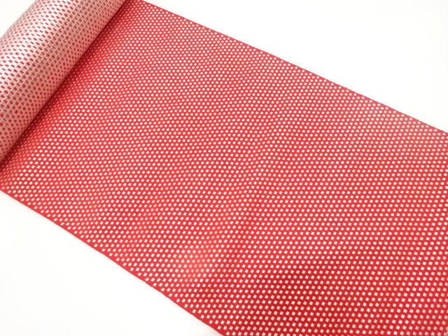 JAPANESE KIMONO / ANTIQUE MASU PATTERN WOVEN EIGHT-SIDED OBI BOLT